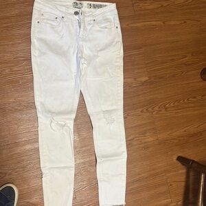 Indigo Rein White Skinny Jeans with Distressed Details
